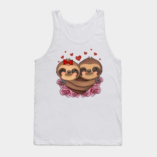 Sloth Couple Heart Love Valentine Day Tank Top